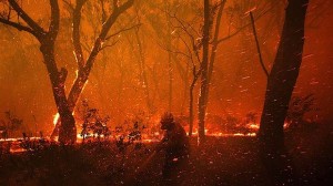 Flying embers during an australian fires lead to extremely fast spread.